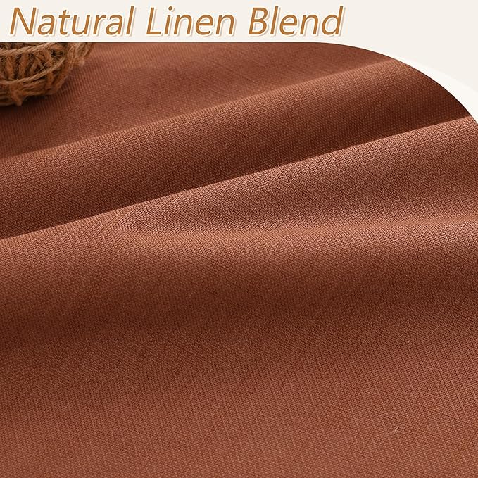 Guken Terracotta 100% Blackout Curtains 108 Inch Length 2 Panels Set Fall Curtains for Living Room Bedroom Back Tab Thermal Insulated Black Out Linen Drapes，52x108