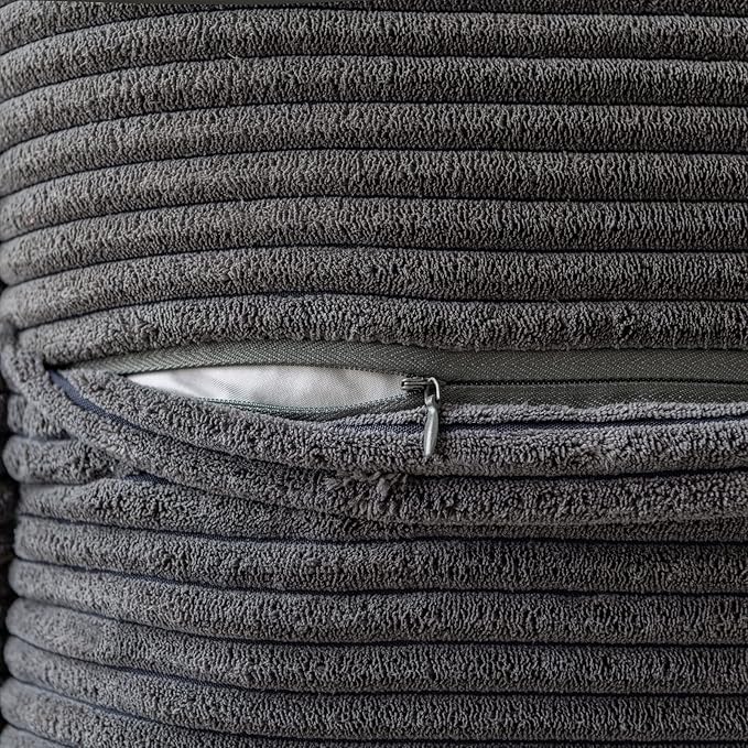 MIULEE Dark Grey Corduroy Lumbar Pillow Covers 12x20 Inch 12x20 Inch with Splicing Set of 2 Soft Boho Pillow Covers Broadside Decorative Textured Pillowcases for Couch Bed Livingroom