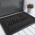 Yimobra Welcome Mat, Heavy Duty Durable Door Mats for Home Entrance Outdoor Indoor, Front Doormat for Outside Patio Floor Entry Porch Garage Office, Waterproof, Low Profile, 29.5 x 17, Black