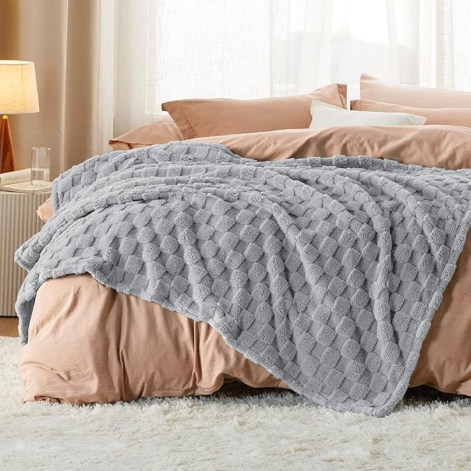 Bedsure GentleSoft Silver Grey Throw Blanket for Couch - Super Soft Cozy Blankets Gifts for Kids Girls, Cute Small Fleece Throws for Bedroom Home Decor, 50x70 Inches