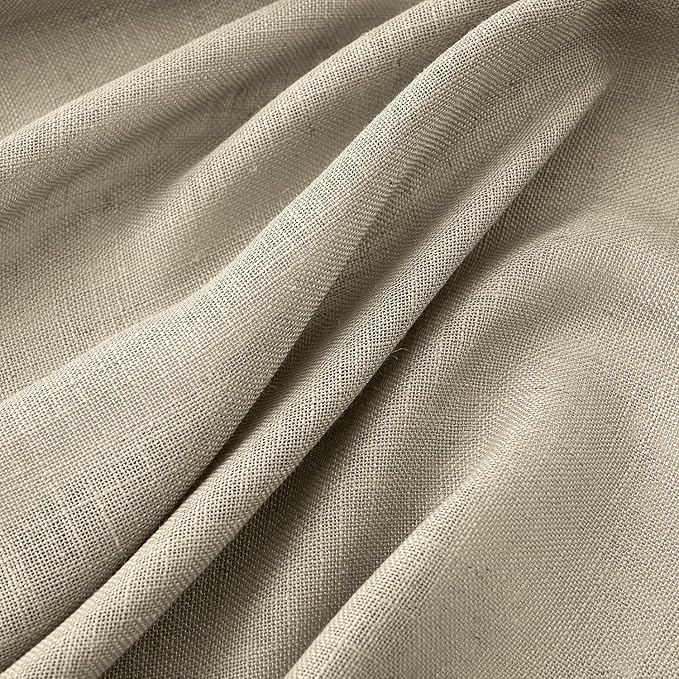 MIULEE Oatmeal Linen Curtains 84 Inch Length 2 Panels for Bedroom Living Room, Soft Thick Linen Textured Natural Window Drapes Semi Sheer Light Filtering Back Tab Rod Pocket Burlap Look Decor