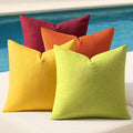 MIULEE Pack of 4 Decorative Outdoor Throw Pillow Covers Linen Waterproof Pillow Covers Farmhouse Cushion Cases for Patio Garden Tent Balcony Couch Sofa 16x16 inch Yellow Green