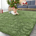 OLANLY 6x9 Machine Washable Large Area Rugs for Living Room, Bedroom, Soft Fluffy Shaggy Bedside Rug, Indoor Floor Carpet for Kids Girls and Boys, Dorms, Nursery, Home Decor Aesthetic, Green