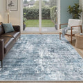 Area Rug 6x9 Abstract Rugs for Living Room 6 x 9 Washable Rugs Blue Non Slip Low Pile Rugs for Bedroom Dining Room Foldable Thin