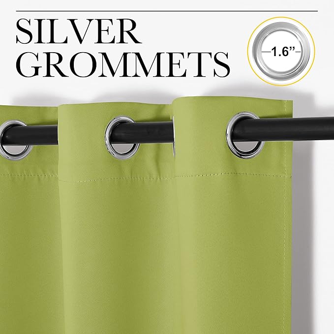 NICETOWN Fresh Green Blackout Curtains 90 inches Length for Living Room, 2 Panels, 55" Wide, Thermal Insulated Long Drapes for Large Window