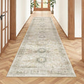 Rug Runners for Hallways Non Slip - 2x8 Runner Rug for Bedroom, Washable Runner with Rubber Backing, Soft Low-Pile Carpet for Kitchen, Laundry, Bathroom (2'x8', Grey/Yellow)