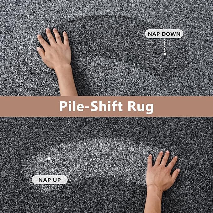FinRèc 5x7 Washable Area Rugs for Bedroom Living Room, Low Pile Thin Rug Solid Color, Non-Slip Carpet Indoor for Home Decor (Grey)