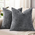 decorUhome Dark Grey Chenille Throw Pillow Covers 20x20 Set of 2 Textured Soft Cozy Slubby Couch Pillow Covers Modern Farmhouse Boho Decorative Pillow Cases for Bed Sofa Living Room