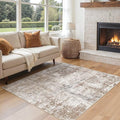 UERMEI Square Area Rugs : Washable 6x6 Neutral Modern Abstract Carpet for Living Room Bedroom - Soft Floor Mat with Non Slip Backing for Kitchen Nursery Dorms Farmhouse Home Decor - Brown/Grey/Red