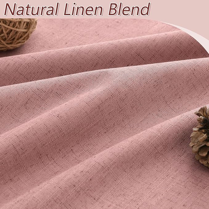 Guken 100% Blackout Curtains 102 Inch Length 2 Panels Set for Living Room Bedroom Back Tab Thermal Insulated Lack Out Linen Drapes Room Darkening Window Curtains 102 Inches Long, Ash Rose
