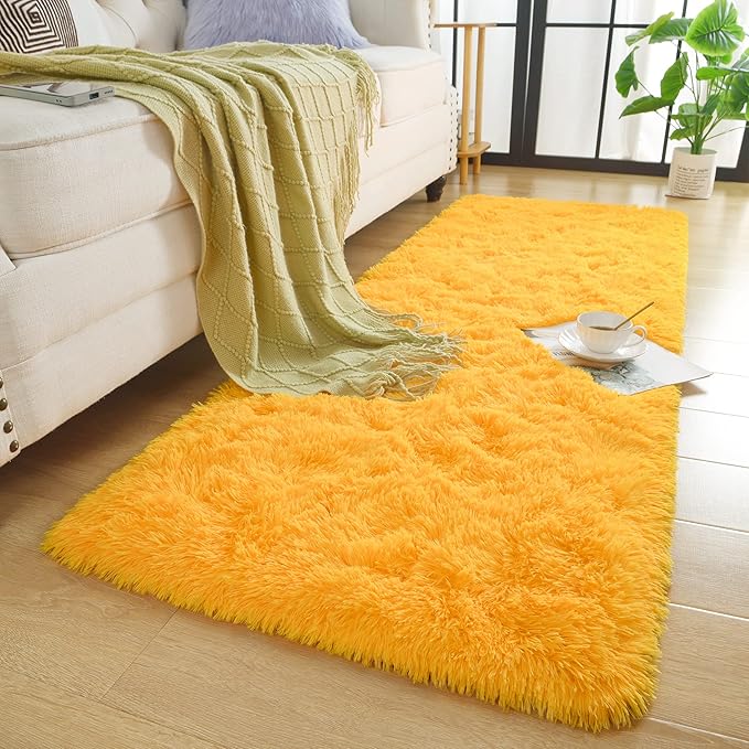 Chicrug Soft Runner Rug for Bedroom Living Room Plush Fluffy Rugs 2x6 Feet, Shag Furry Runner Rug Carpet Non Shedding for Nursery Children Kids Girls Room Home Decorative, Orange