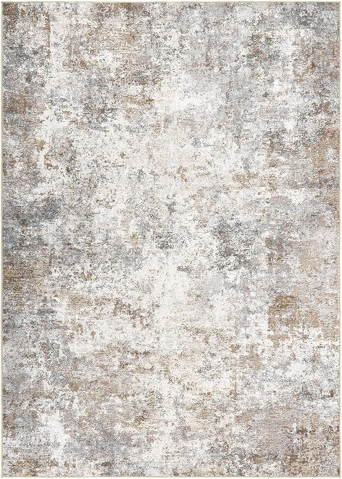 UERMEI 8x10 Area Rug Living Room Rugs - Washable Neutral Modern Abstract Soft Thin Large Rug Indoor Floor No Slip Rug Carpet for Bedroom Under Dining Table Home Office Decor - Brown Grey