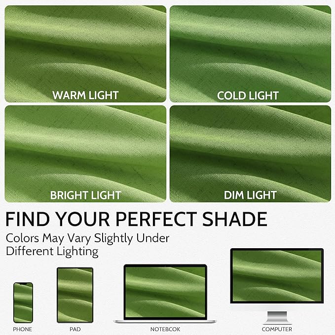 Lime Green Linen Curtains 90 Inch Long 2 Panels Set for Bedroom Living Room, Soft Linen Textured Window Drapes Semi Sheer Light Filtering Rod Pocket Back Tab Morden Style 52x90