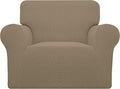 Easy-Going Stretch Chair Sofa Slipcover 1-Piece Couch Sofa Cover Furniture Protector Soft with Elastic Bottom for Kids, Pet. Spandex Jacquard Fabric Small Checks (Chair, Tan)