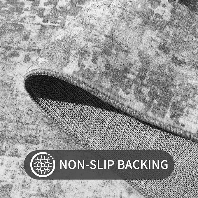 Entrance Rugs Indoor 2x3 Grey Entry Rug Washable Abstract Small Area Rug Non-Slip Low Pile Throw Rugs for Entryway, Kitchen Floor, Front Door Indoor Door Mat, Bathroom, Bedroom Bedside