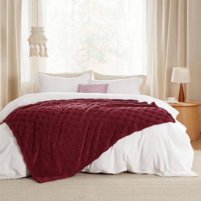 Bedsure GentleSoft Twin Blanket for Bed Red - Super Soft Cozy Mother's Day Blankets for Kids Girls, Cute Fuzzy Fleece Throws for Bedroom Couch, 60x80 Inches