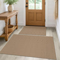 KOZYFLY Rugs for Entryway Sets of 2 Pcs 2x3 and 3x5 Washable Entry Rug Non Slip Rubber Backed Entrance Rugs Woven Cotton Doormat for Front Porch Laundry Kitchen Bedroom, Tan/Orange/Brown