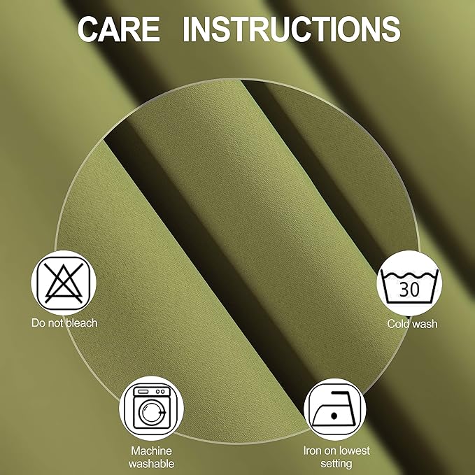 LEMOMO Blackout Curtains 66 x 84 inch/Olive Green Curtains Set of 2 Panels/Thermal Insulated Room Darkening Bedroom Curtains