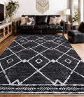 YIHOUSE Moroccan Rugs for Living Room, 6x9 Black and White Aztec Area Rug, Western Geometric Soft Low-Pile Washable Rugs for Bedroom, Dining Room
