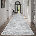 Runner Rug 3x12 Washable Non-Slip Hallway Runner Rugs for Kitchen Bathroom Laundry Room Grey Vintage Floor Carpet Runners for Hallways Entryway