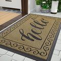 Yimobra Welcome Mats for Front Door 29.5x17, Heavy Duty Waterproof Outdoor Door Mat Outside Entrance, Non-Slip Low Profile Indoor Entryway Mat for Garage Patio, Beige Brown