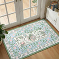 GarveeHome Blue Green Pink 2x3 Door Mat Indoor Rugs for Entryway Provence Small Botanical Grove Cottage core Washable Non-Slip Low-Pile Rug for Bedroom Bathroom Entrance TPE Backing