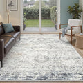 6x9 Area Rug for Living Room Washable 6x9 Non-Slip Modern Rugs for Bedroom Dinning Room Ultra-Thin Indoor Blue Ivory