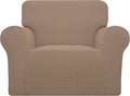 Easy-Going Stretch Oversized Chair Sofa Slipcover 1-Piece Couch Sofa Cover Furniture Protector Soft with Elastic Bottom for Kids Spandex Jacquard Fabric Small Checks Camel