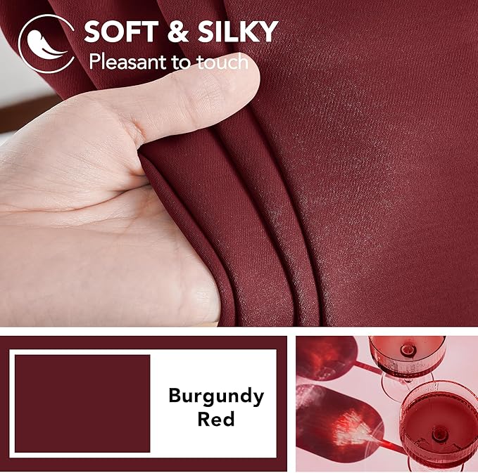 Deconovo Blackout Curtains, Thermal Insulated, W42 x L84 2 Panels, Back Tab, Machine Washable, Room-Darkening Drapes for Bedroom/Living Room Burgundy Red