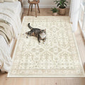 Soalmost 4x6 Area Rugs for Living Room, Vintage Washable Rugs for Dining Room, Bedroom, Home Office Decor, Non-Slip Beige/Brown Carpet Thin Rug