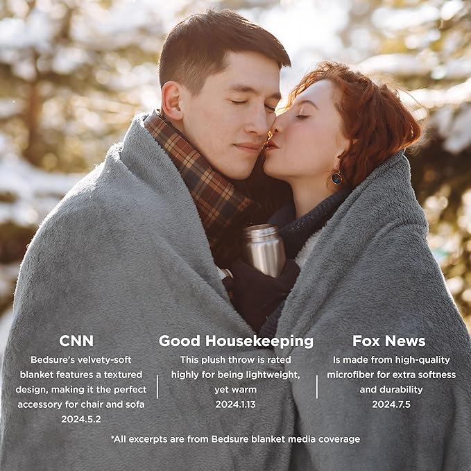 Bedsure GentleSoft Fleece Blanket Twin Size Grey - 300GSM Lightweight Plush Fuzzy Cozy Soft Warm Blanket for Bed, Sofa, Couch, Travel, Camping, 60x80 inches
