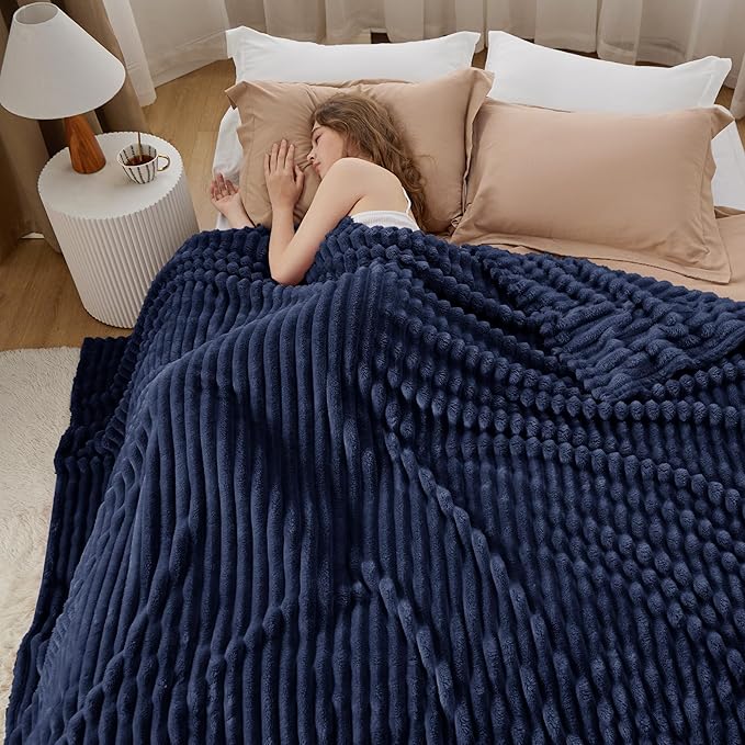 Bedsure GentleSoft Navy Blue California King Size Blanket for Couch - Cozy Soft Blankets for Women, Cute Small Fleece Throws for Girls, Birthday Gifts for Women, Navy, 102x96 Inches
