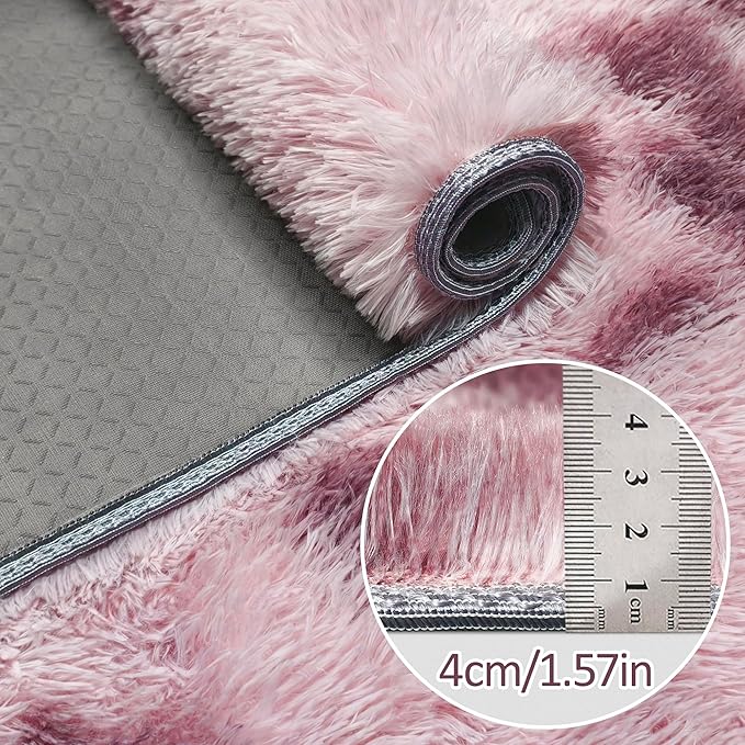 Tie-Dyed Blush 3x10 Machine Washable Runner Rugs for Hallway Soft Fluffy Shaggy Bedside Rugs for Bedroom Living Room Indoor Floor Carpet for Kids Girls and Boys Nursery Rooms Home Decor Aesthetic