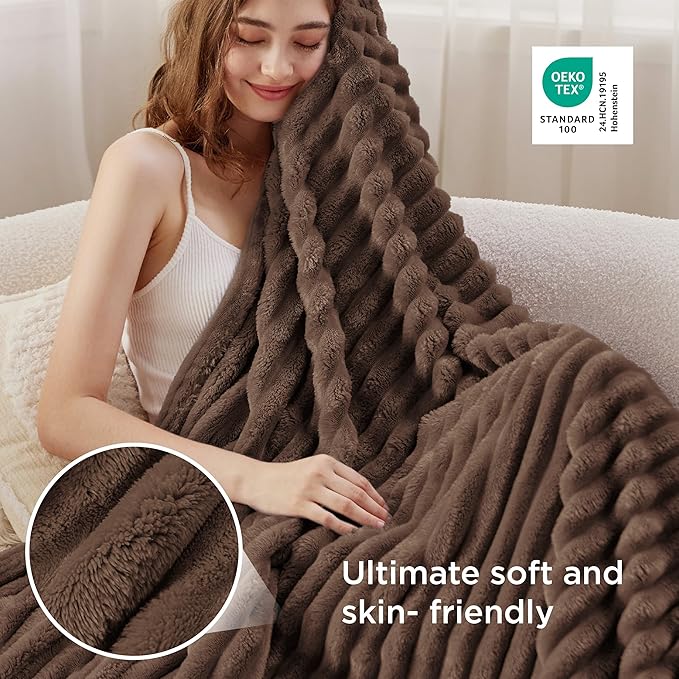 Bedsure GentleSoft Brown Fleece Blanket for Couch - Cozy Soft Blankets for Women, Cute Small Throws for Girls, 60x80 Inches