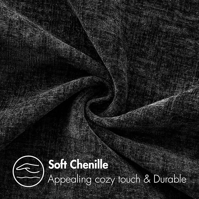 MIULEE Pack of 2 Black Throw Pillow Covers 16x16 Inch Soft Chenille Pillow Covers for Sofa Living Room Couch Solid Dyed Cases