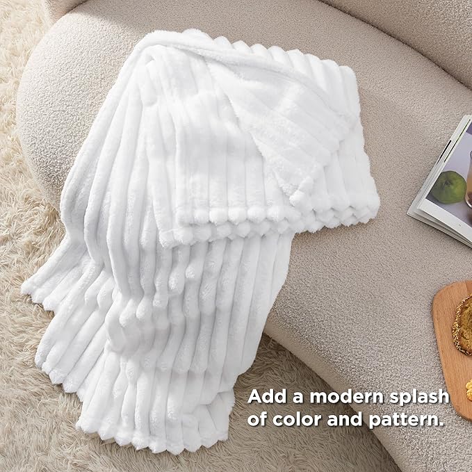 Bedsure GentleSoft White Twin XL Blanket for Bed - Cozy Soft Blankets for Women, Cute Small Fleece Throws for Girls, Birthday Gifts for Women Decor Gifts for Mom, Bright White, 66x90 Inches