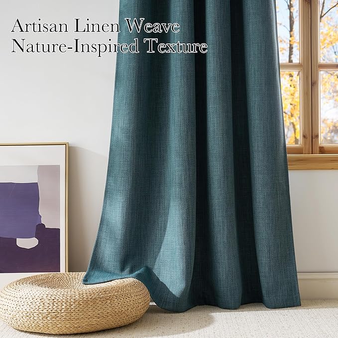NICETOWN Greyish Blue Blackout Curtains 84 inches Long for Living Room - Privacy Panels for Bedroom, Modern Farmhouse Style Easy Care Grommet Top, 2 Panels, W52 by L84