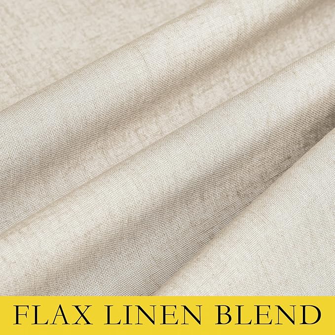 NICETOWN 100% Blackout Linen Texture Curtains 72 inches Long, Beige, 2 Panels, Thermal Insulated Full Blackout 2-Layer Lined Drapes, Energy Efficiency Window Draperies for Boy's Room