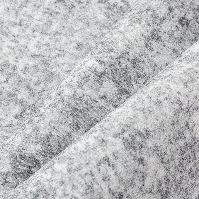 2x3 Entryway Area Rug Vintage Washable Small Carpet Indoor Non Slip Grey Kitchen Entrance Mat Low Pile Retro Accent Distressed Throw Rug for Bathroom Bedroom Dining Living Room