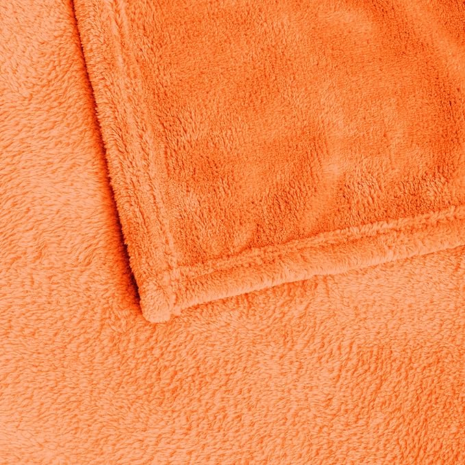 BEDELITE Fleece Blankets 108 inch x90 Size Orange Throw Blankets for Bed & Couch,Plush Cozy Fuzzy Blanket, Super Soft & Warm Lightweight Fall Blankets
