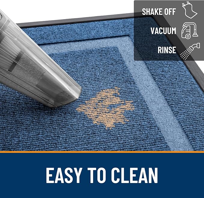 OLANLY Front Door Mat Indoor Outdoor Entrance, Waterproof All-Season, All-Weather Doormat, Sturdy Natural Rubber, Fade Resistant, Low Profile, Easy Clean Patio Porch Entryway Mat, 71x47, Light Blue