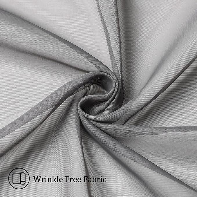 Aiyufneg 2 Panels Grey Sheer Valance - Short Fresh Sheer Curtain Valances for Windows Basement Semi Sheer Valances for Kitchen Window, Dual Rod Pocket (Grey, 40 by 14 Inches Long)