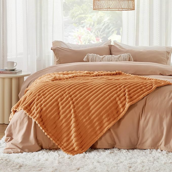 Bedsure GentleSoft Orange Twin XL Blanket for Bed - Cozy Soft Fall Blankets for Women, Cute Small Fleece Throws for Girls, Birthday Gifts for Women, 66x90 Inches