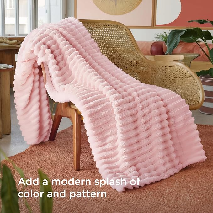 Bedsure GentleSoft Pink Throw Blanket for Couch - Mothers Gifts Day Birthday Gifts for Teen Girls Sister, Soft Cozy Cute Small Fleece Throw Blanket for Women, Coral Pink Room Home Decor, 50x60 Inches