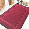 OLANLY Front Door Mat Indoor Outdoor Entrance, Waterproof All-Season, All-Weather Doormat, Sturdy Natural Rubber, Low Profile, Easy Clean Patio Porch Entryway Mat, 47x32, Burgundy
