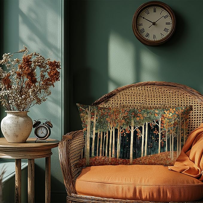 Rustic William Morris Inspired Autumn Forest Decor Pillow Covers 18x18 Double-Sided, Fall Home Room Decor,Vintage Botanical Nature Decorative Throw Pillow Covers for Home Bedroom Living Room
