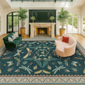 Hazo Haus Teal Green Living Room Rugs - 10x14 Large Area Rug for Dining Room, Big Bedroom, Playroom Kids, Foldable Insect Décor