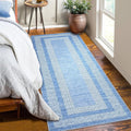 Washable 2.5x10 Kitchen Runner Rug, Easy Clean Geometri Rugs for Hallway Entryway, Indoor Outdoor Non Slip Rug Farmhouse Morden Carpet Door Mat Area Rug for Laundry Room Light Blue