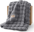 Bedsure 3D Fleece Bubble Blanket for Couch - GentleSoft Grey Throw Blanket for Sofa Bed Room Decor - Luxury Soft Cozy Gifts for Kids, Lightweight, All Seasons, Grey, 50"×60"