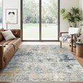 Abstract Rug 5x7 Machine Washable Area Indoor Blue Yellow Low Pile Non-Slip Foldable Thin Accent Rugs for Bedroom Living Room Dining Room